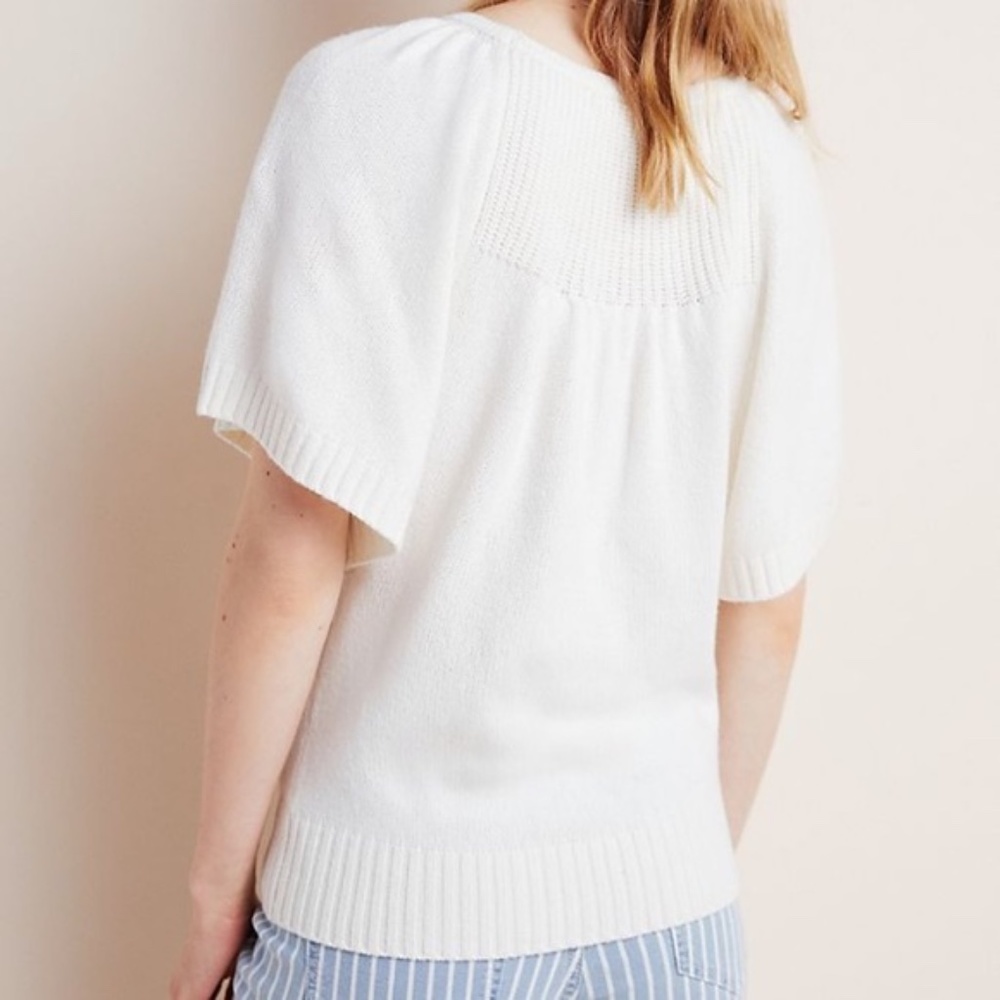 NWT Anthropologie Belle Sweater Top Ivory Size Med - Picture 3 of 16